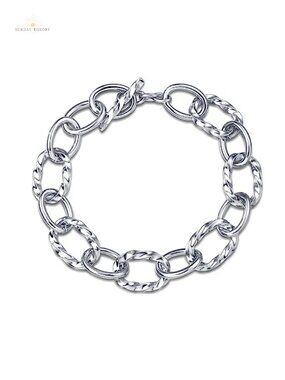 Women's Luxury Twisted Cable Link Chain Bracelet Two Tone Silver Gold Plated